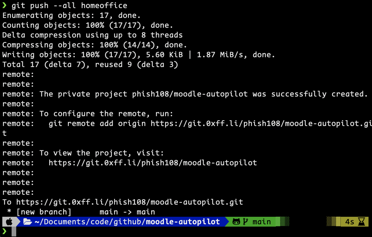 git push --all homeoffice